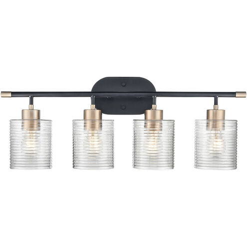 Renitta 4 Light 28.1 inch Matte Black/Modern Gold Vanity Light Wall Light
